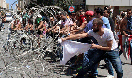 protestas civiles en el centro de Beirut Protesta civil contra la corrupción gubernamental en Líbano